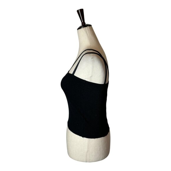 The Range Shirt Women XS Black Ribbed Knit Double Strap‎ Cropped Alloy Tank Top - Picture 7 of 10